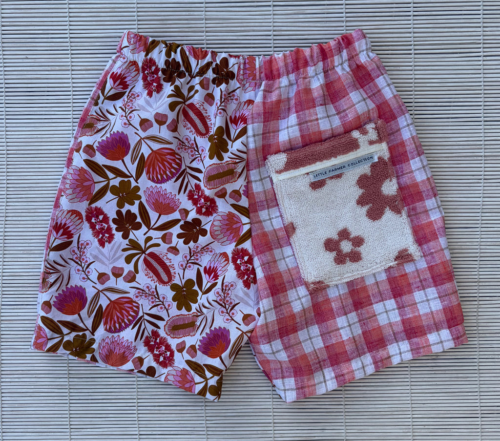 Floral Check Shorts Size 3